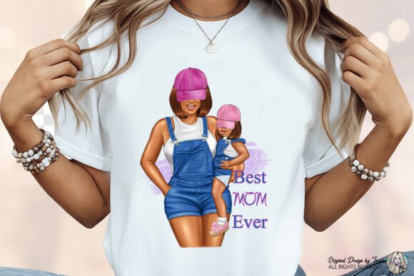 Celebrating Connection with Best Mom Ever Black Mom Daughter Clipart
