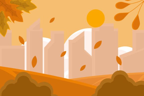 Exploring the Charm of an Autumn City Scene Landscaped Vector