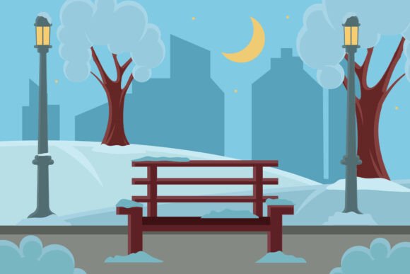 Winter Evening in a Park Landscaped Design Guide